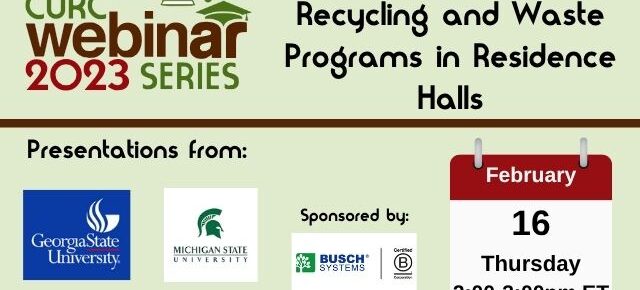 title slide of recycling and waste programs in residence halls