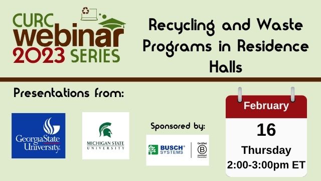 title slide of recycling and waste programs in residence halls