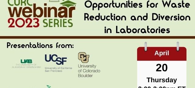 title slide of 2023 webinar opportunities for waste reduction and diversion in laboratories