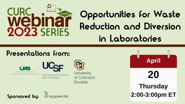 title slide of 2023 webinar opportunities for waste reduction and diversion in laboratories