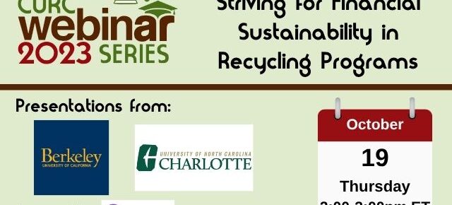 title slide for 2023 webinar striving for financial sustainability in recycling programs