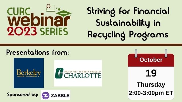 title slide for 2023 webinar striving for financial sustainability in recycling programs
